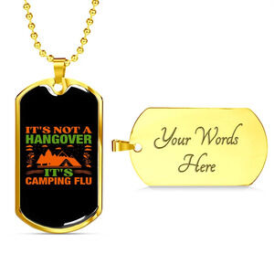 Camper Necklace Camping Flu Personalized Engraved Gold Dog Tag Necklace Custom